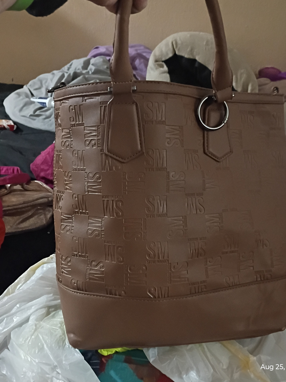 Steve Madden Embossed Tote Bag in Tan